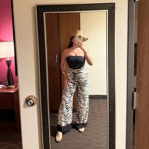 Stylish Zebra Print Women's Set (Paired with Strapless Bodysuit)